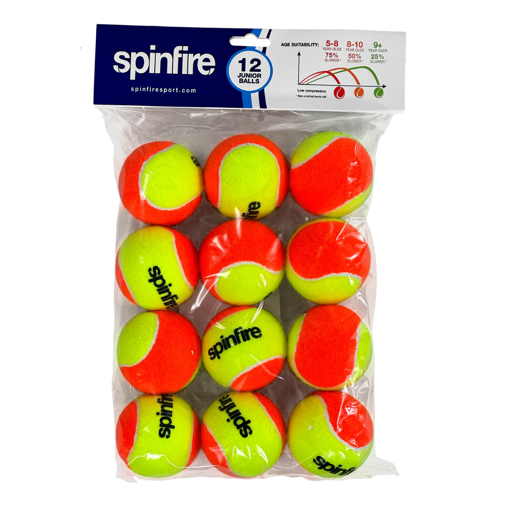 Spinfire Orange Junior Tennis Balls - 12 Pack (Aged 8-10 Years Old)