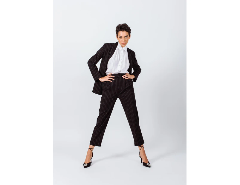 Black Pinstripes Suit Pants