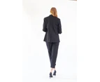 Black Pinstripes Oversize Blazer