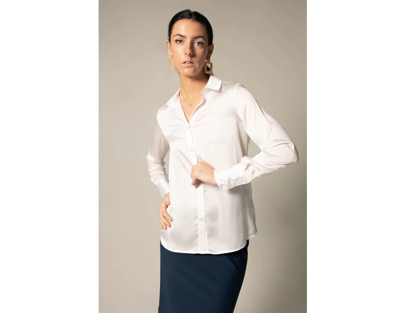 Elegance Silk Blouse in White