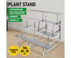 4 Tiers 150cm Large Plant Stand width Stainless Steel Pots Holder Plant Stand Rack Flower Pots Ladder Display Shelf Pot Organiser for Garden Patio