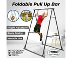 Pull Up Bar Foldable Pull Up Station Aerial Yoga Stand Height Adjustable Frame Swing TrapezeStand Frame Steel A Frame 110kg Weight Capacity Black