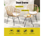 Gardeon 3PC Outdoor Furniture Bistro Set Lounge Setting Table Chairs Cushion Patio Grey