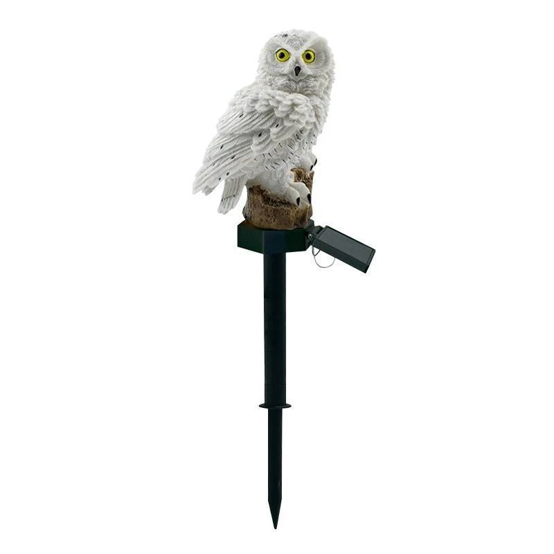 Outdoor Lamp Led Solar Waterproof Owl Figurine Garden Decoration For Backyard Patio White