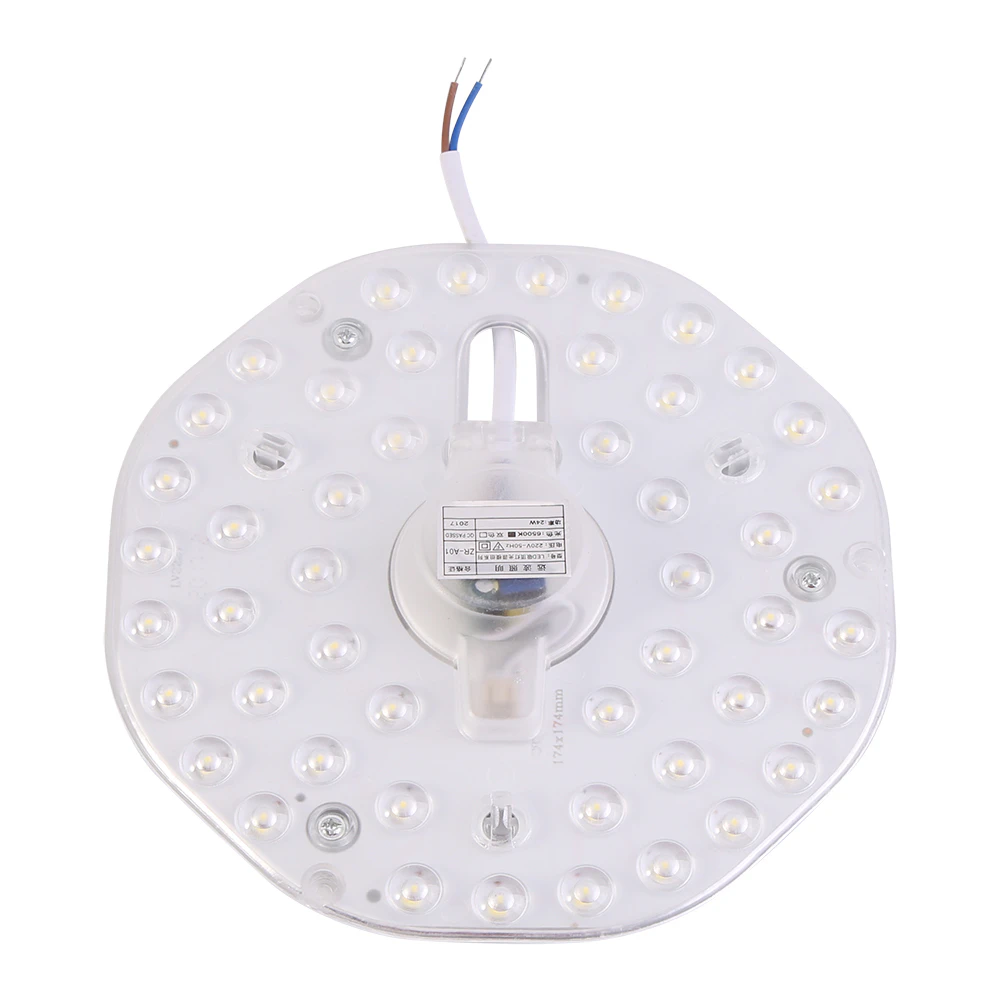 220V Round Shape  Base Ceiling Panel Led Light Bulb Bedroom Lamp Source Pure White 24W