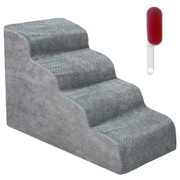 3 Tiers Dog Ramp Non-Slip Pet Steps Cat Stairs Foam Soft Pet Slope Max 40LBS Load for High Beds Sofa Couches With Zippered Washable Corduroy Cover Indoor