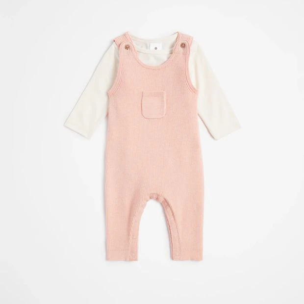 Target Baby Rib Knit Overall 2 Piece Set - Pink