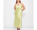 Bias Cut Satin Slip Midi Dress - Lily Loves - Green