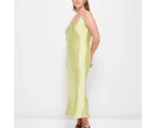 Bias Cut Satin Slip Midi Dress - Lily Loves - Green