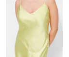 Bias Cut Satin Slip Midi Dress - Lily Loves - Green