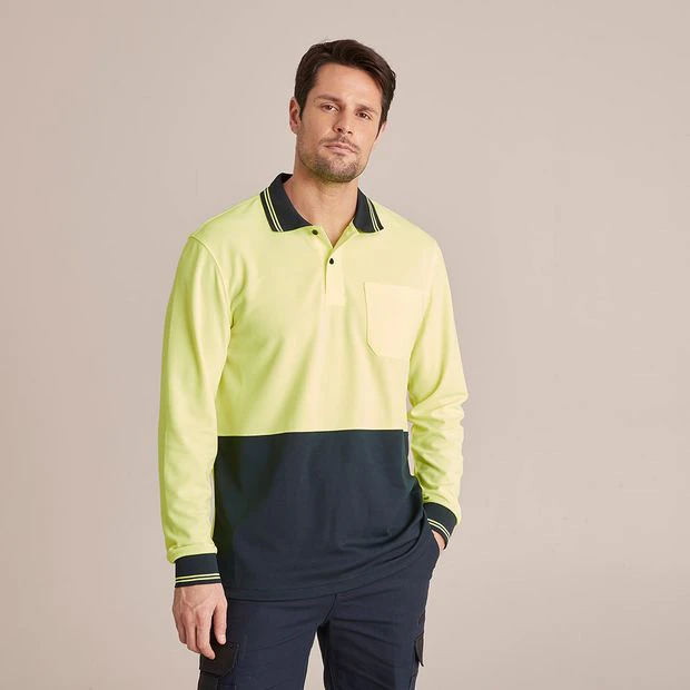 Graphite Hi-Visibility Long Sleeve Polo Shirt - Yellow