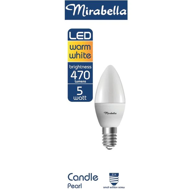 Mirabella Candle LED 5W E14 Small Edison Screw Light Bulb- Pearl Warm White