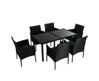 Outdoor Minimalist Black Wicker 6-Seater Dining Set