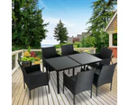 Outdoor Minimalist Black Wicker 6-Seater Dining Set