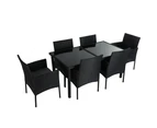 Outdoor Minimalist Black Wicker 6-Seater Dining Set