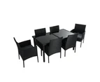 Outdoor Minimalist Black Wicker 6-Seater Dining Set