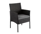 Outdoor Minimalist Black Wicker 6-Seater Dining Set