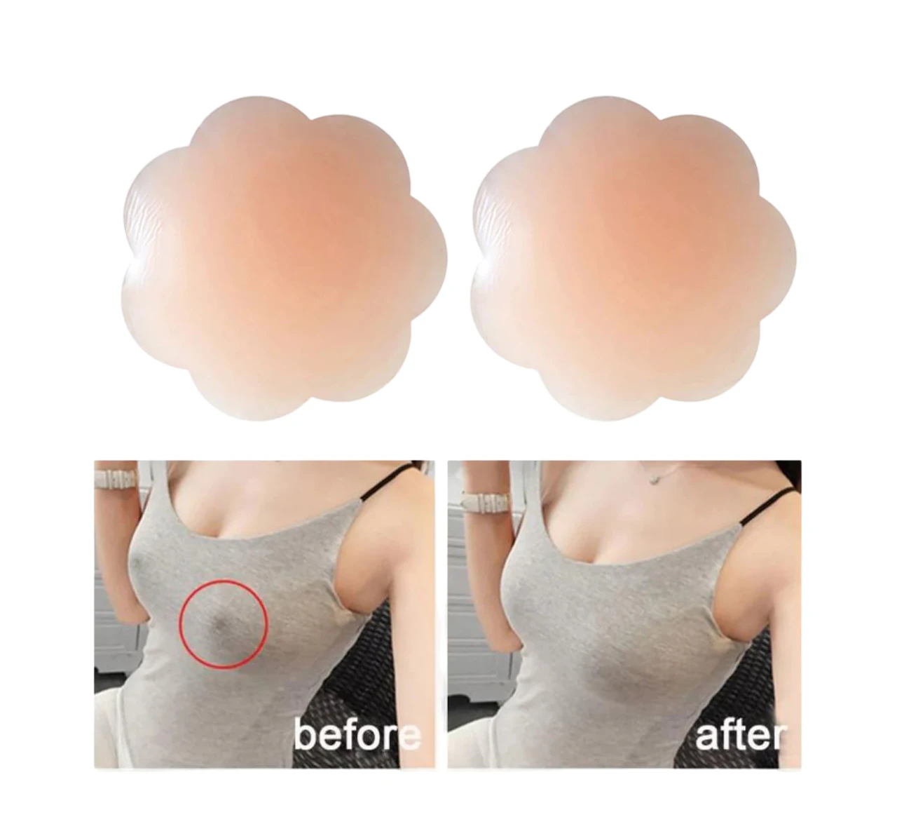 Women 2 x Reusable Nipple Covers Petal Stick On Silicone Nude Boob Cover Silicone