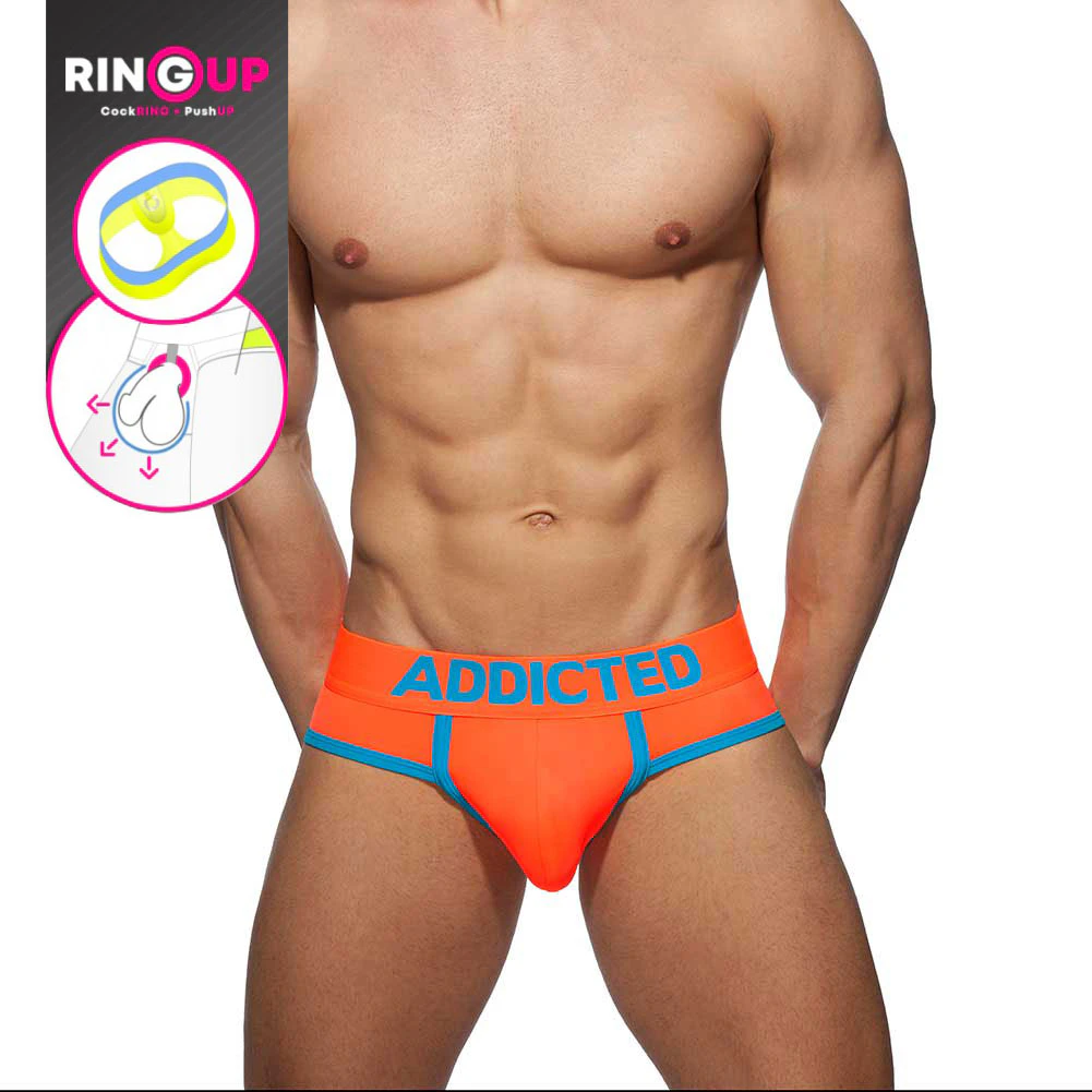 Addicted Neon RingUp Swimderwear Swim Brief AD917 Neon Orange