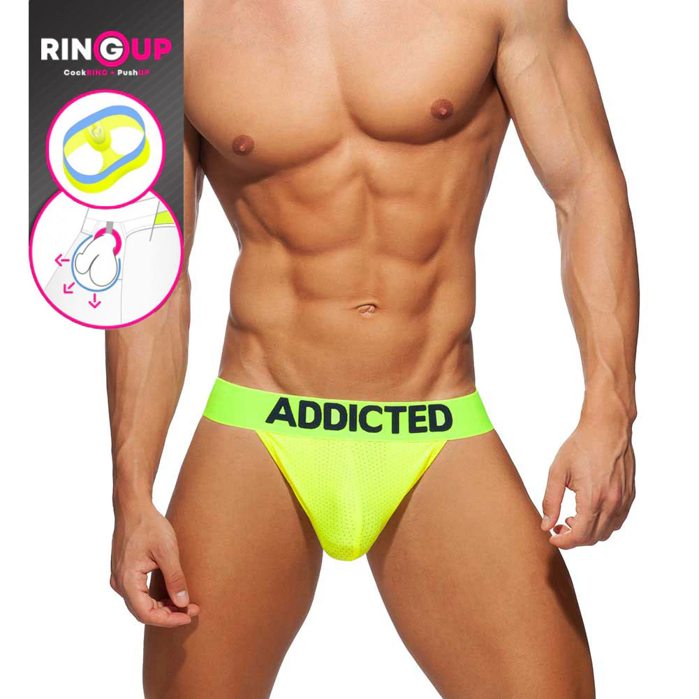 Addicted Ring Up Neon Mesh Bikini  Brief AD953 Neon Yellow