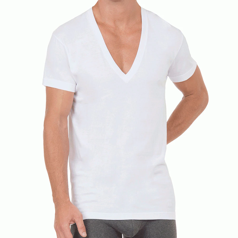 2xist Slim Fit Deep V-Neck T-Shirt 3-Pack 20351 White