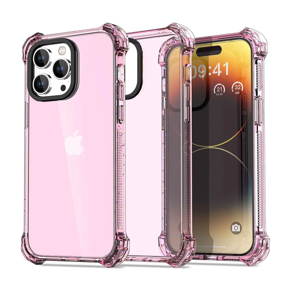 Bounce Impact Clear Shockproof Cover Case - Clear Pink, iPhone 15 Pro