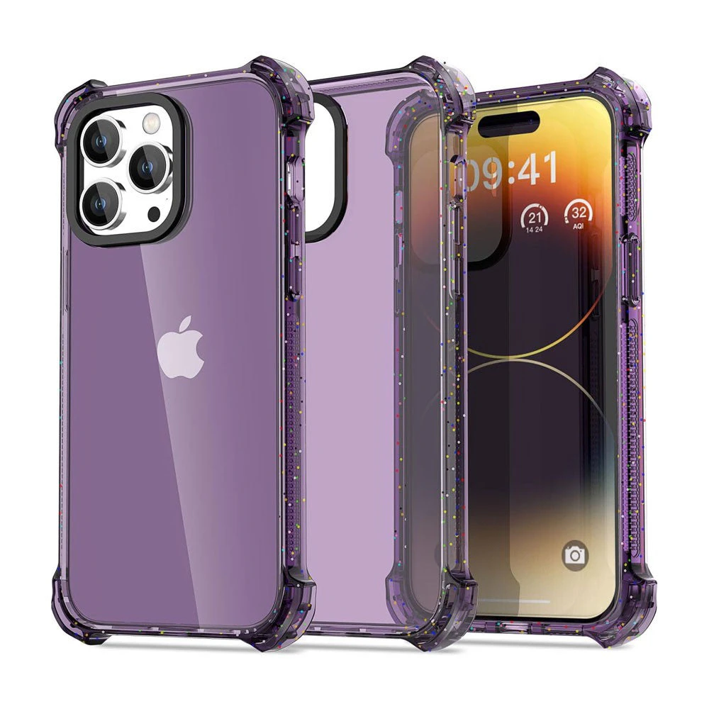 Bounce Impact Clear Shockproof Cover Case - Clear Purple, iPhone 15 Pro Max