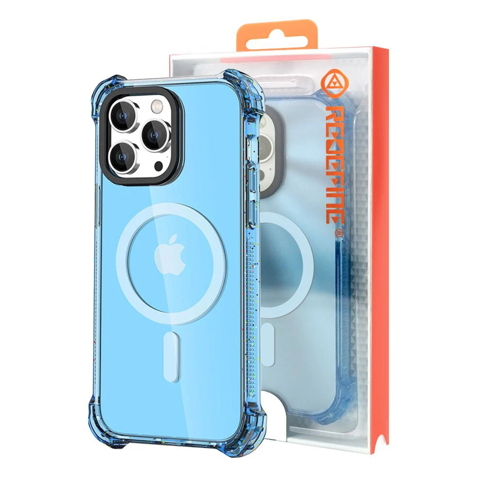 Bounce Impact Clear Shockproof Magnetic Cover Case - Clear Blue, iPhone 15