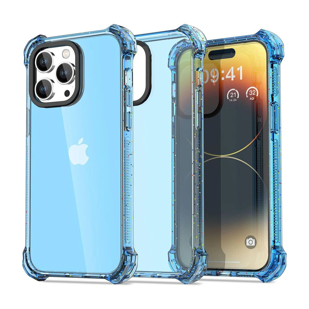 Bounce Impact Clear Shockproof Cover Case - Clear Blue, iPhone 15 Pro Max