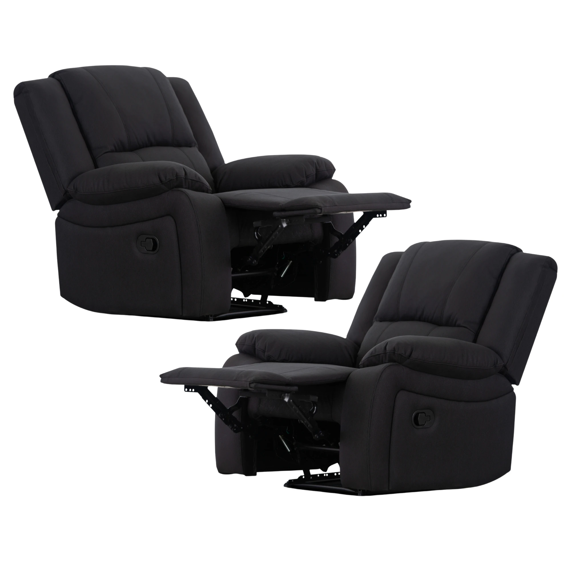 Anderson 2pc Set 1 Seater Fabric Electric Recliner Sofa Chair Onyx