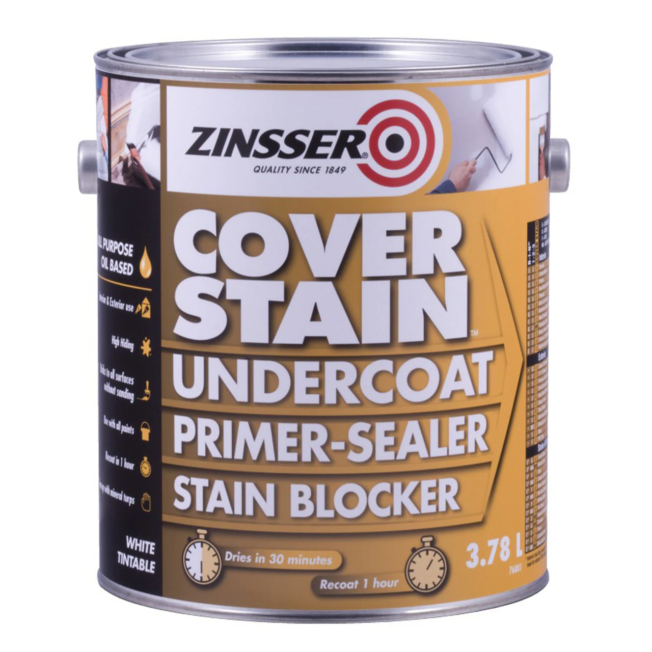 Bundle Zinsser CoverStain White Primer Sealer Stain Killer 3.78L x 4