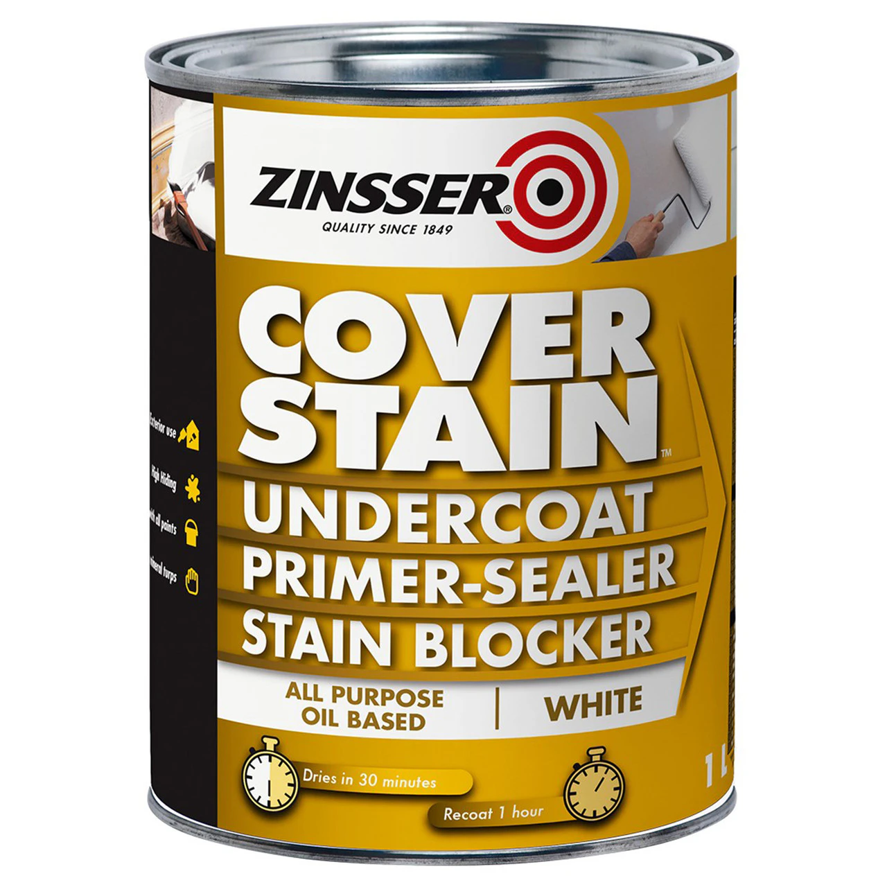 Zinsser CoverStain White Primer Sealer Stain Killer 1L