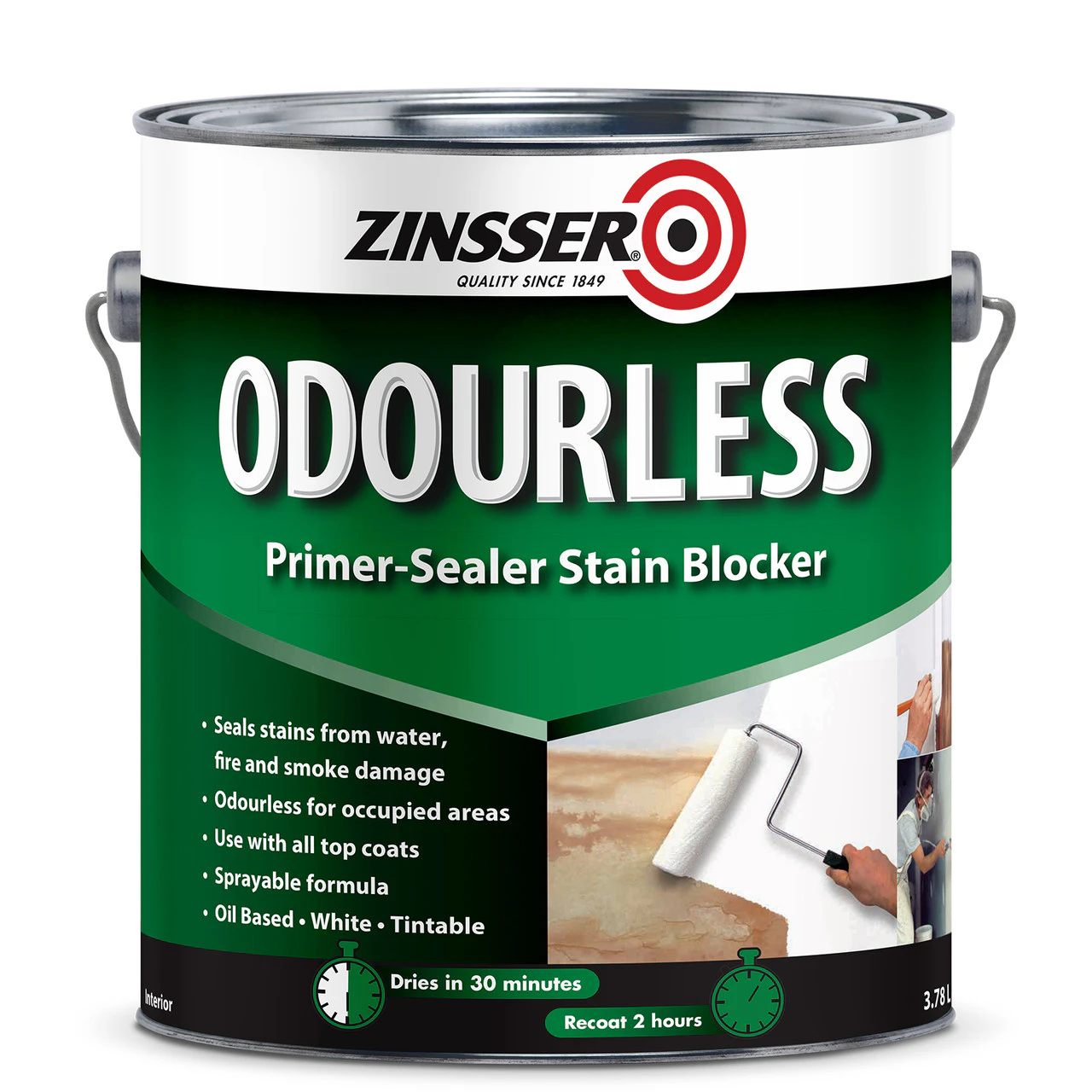 Bundle Zinsser Odourless White Oil-Base Stain Blocker Primer 3.78L x 4