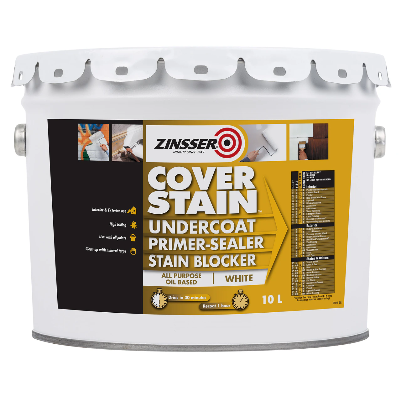 Zinsser CoverStain White Primer Sealer Stain Killer 10L