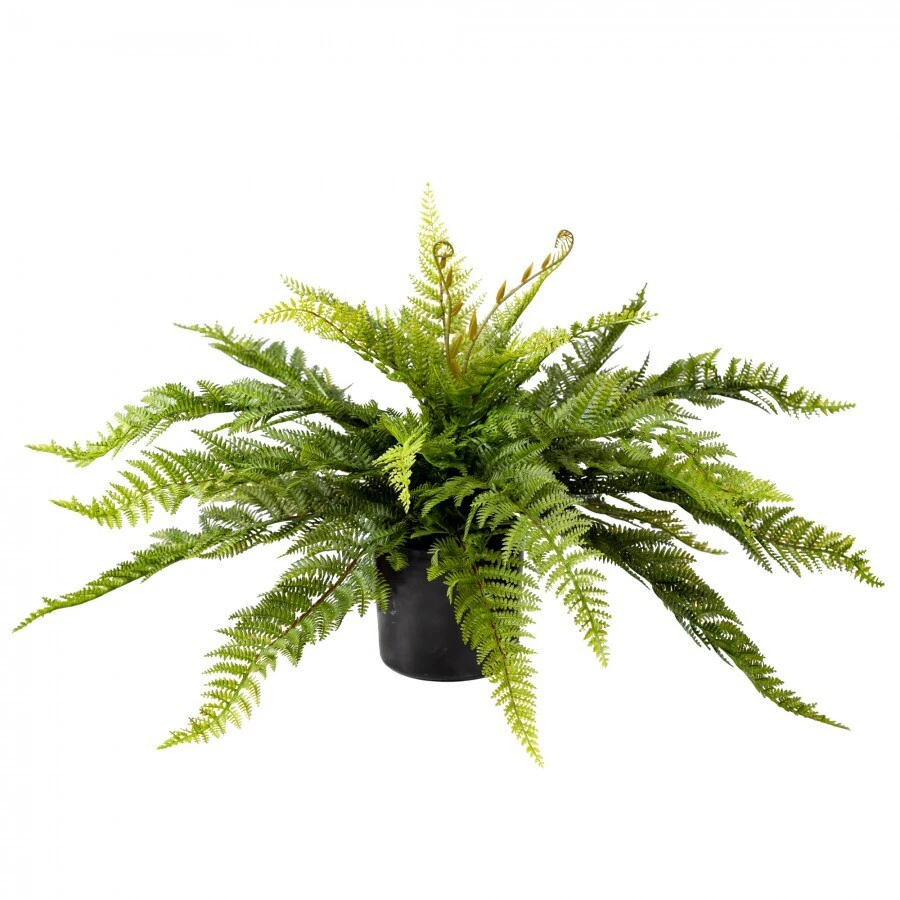 40cm Leather Fern in Pot Potted Artificial Flower Green Plant