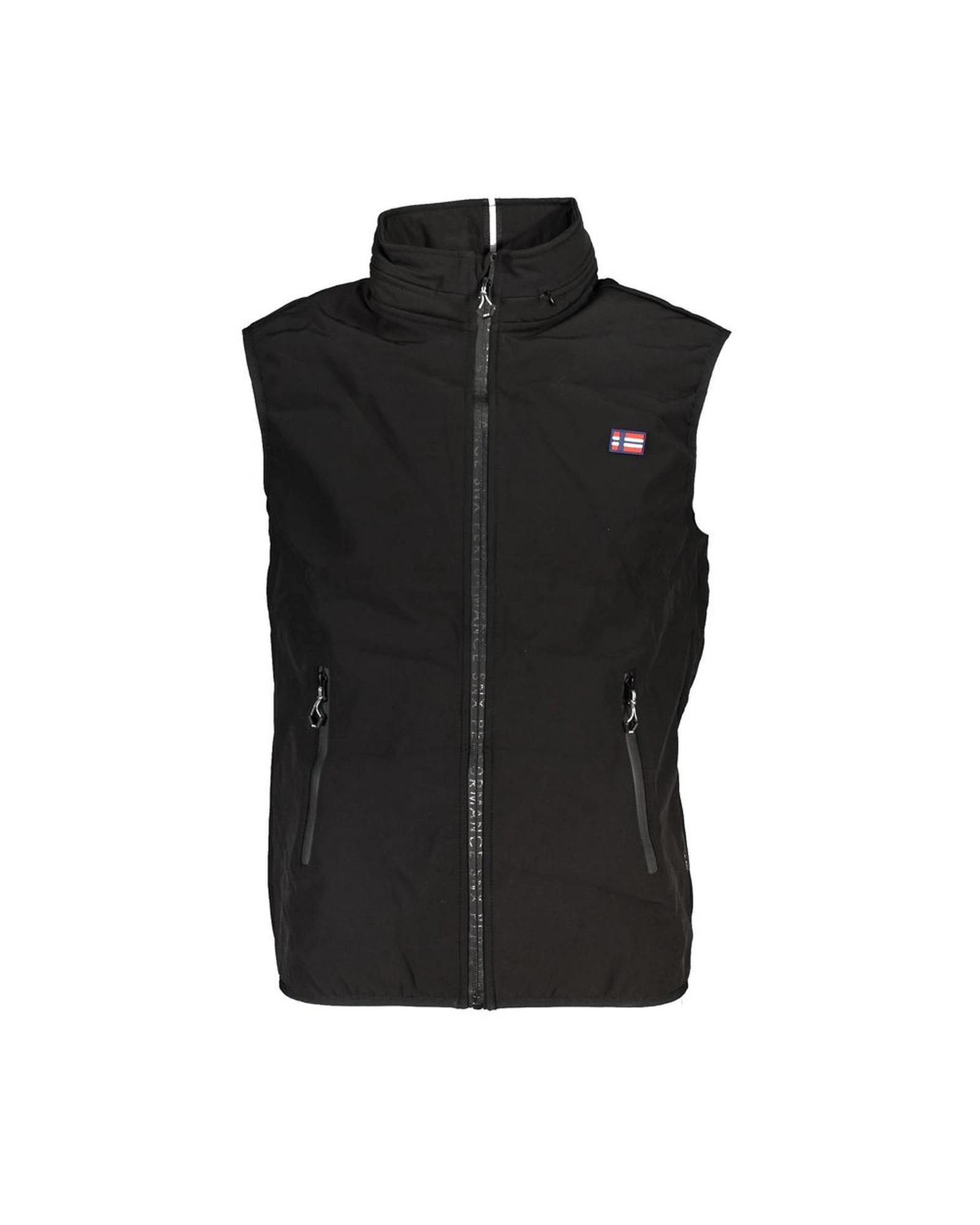 Polyester Sleeveless Jacket with Removable Hood and Multiple Pockets