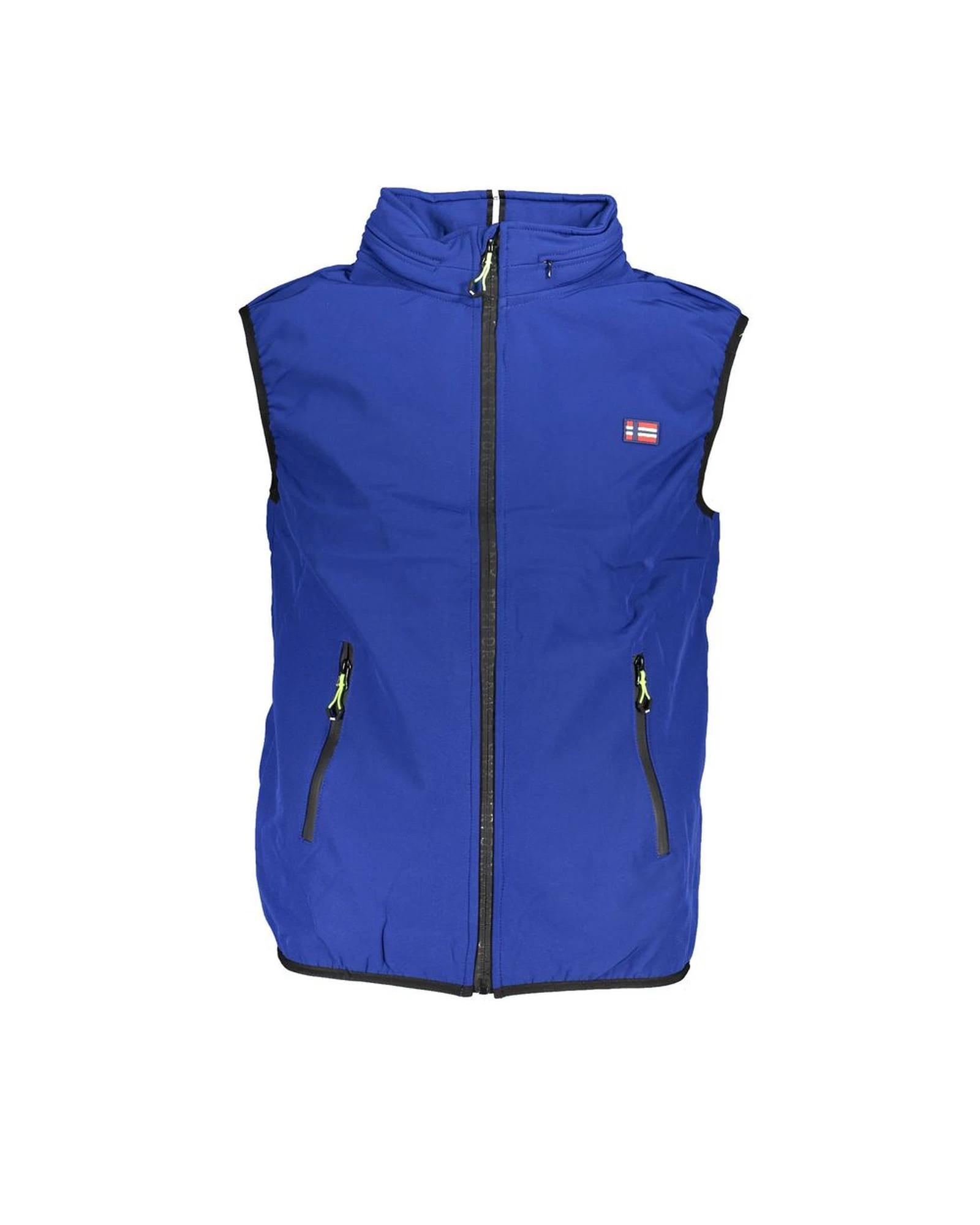 Polyester Sleeveless Jacket with Removable Hood and Multiple Pockets