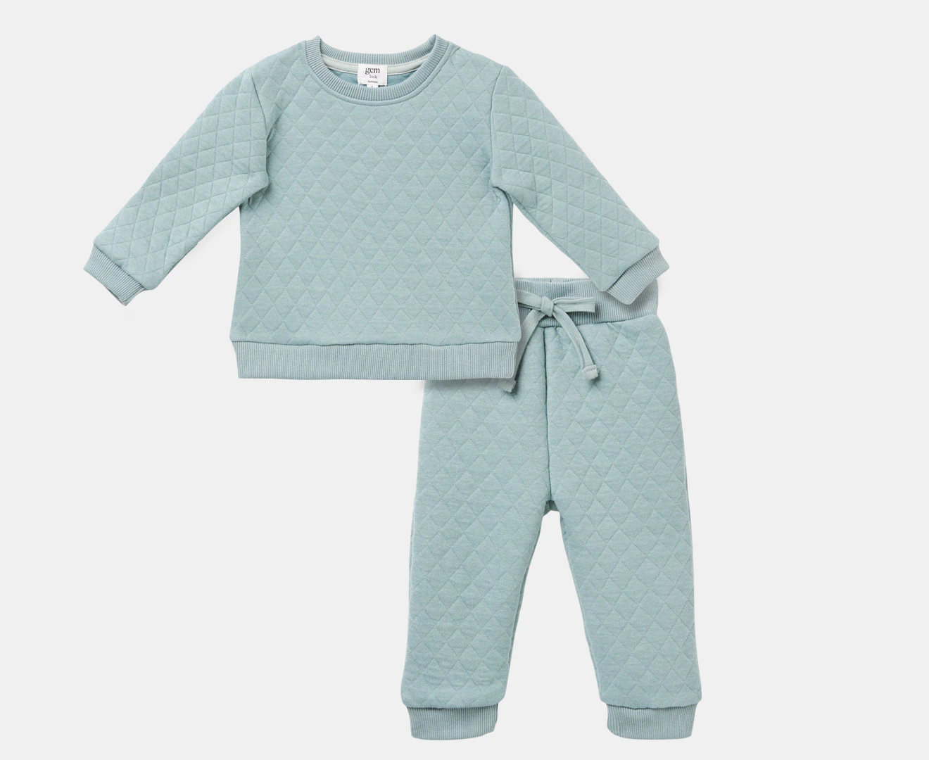 Gem Look Baby Quilted Crew & Trackpants 2-Piece Set - Green