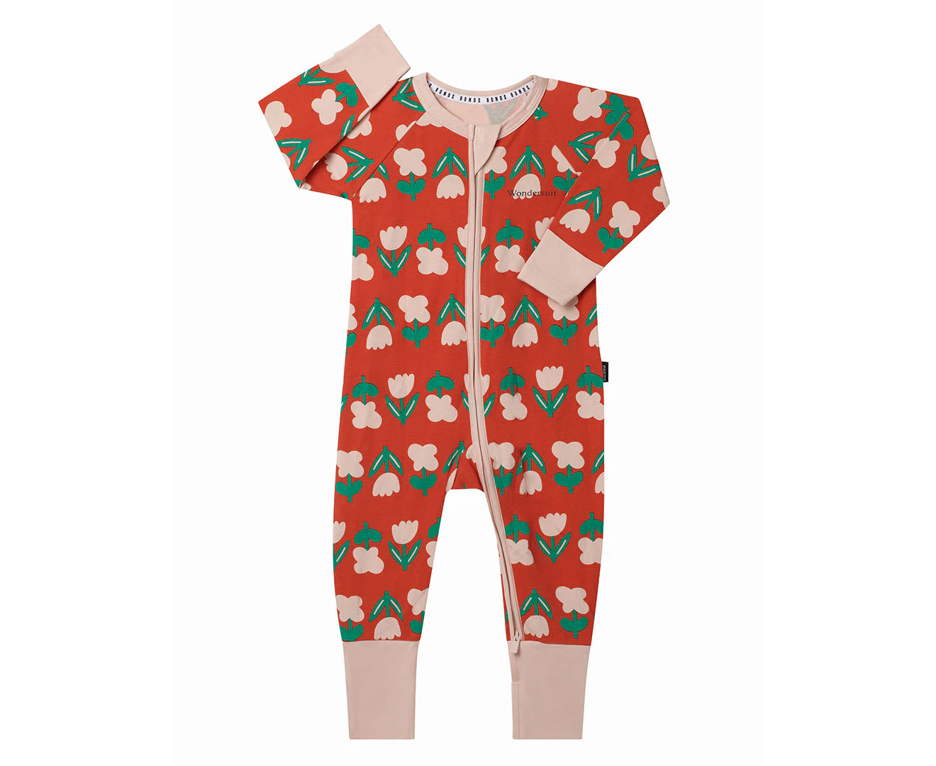 Bonds Baby Zip Wondersuit - Tulip Fields/Red