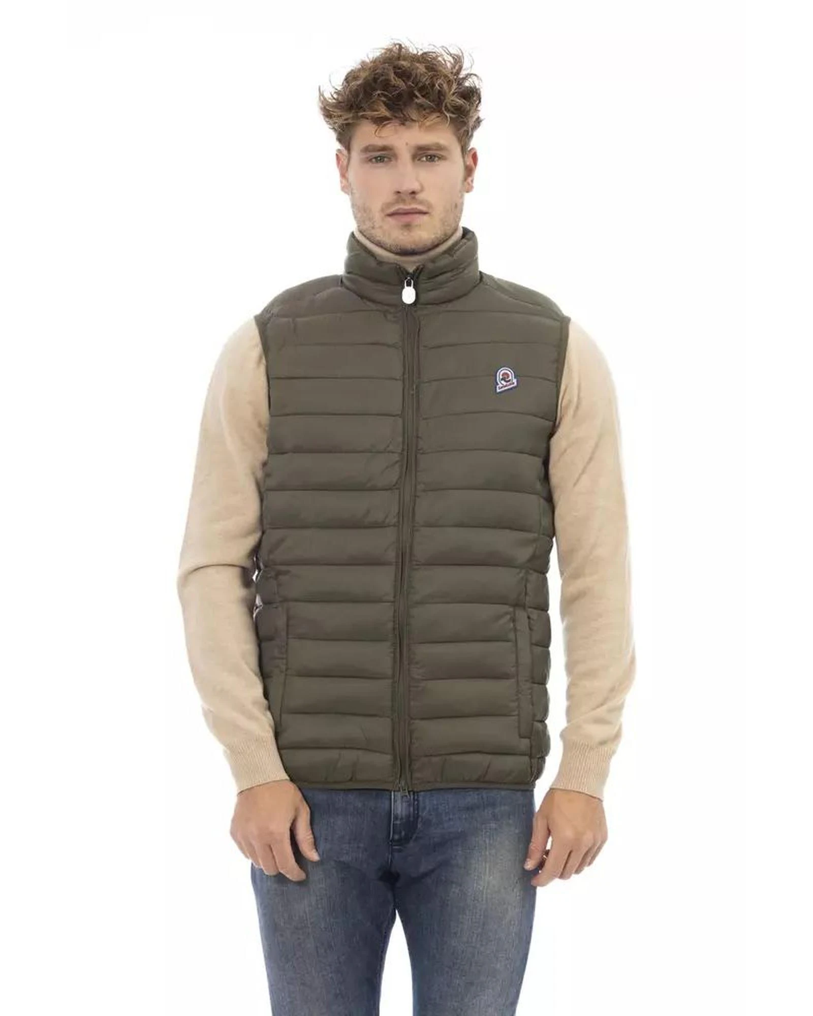 Quilted Vest with Contrast Patch