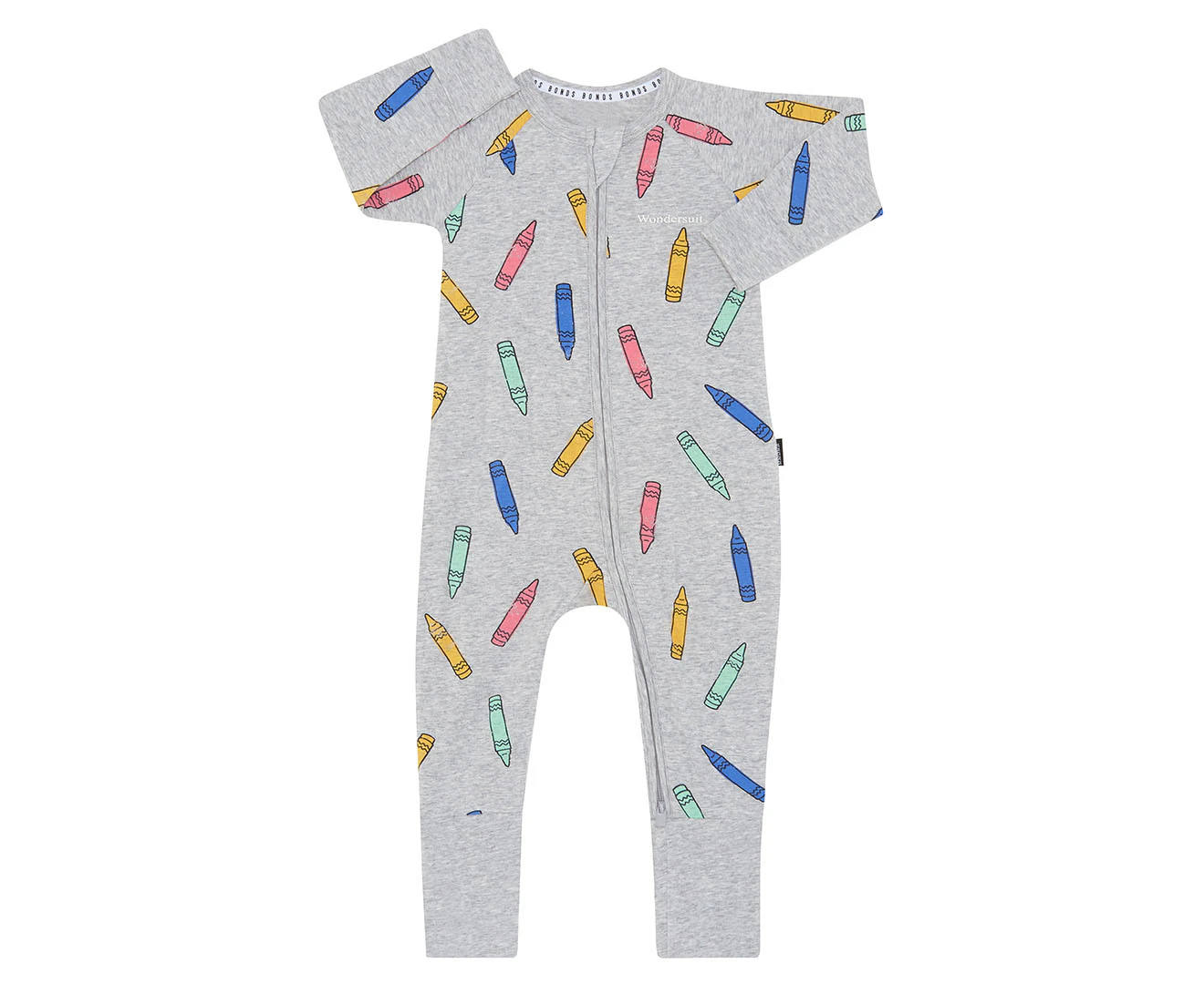 Bonds Baby Zip Wondersuit - Crayon Box/Grey Marle