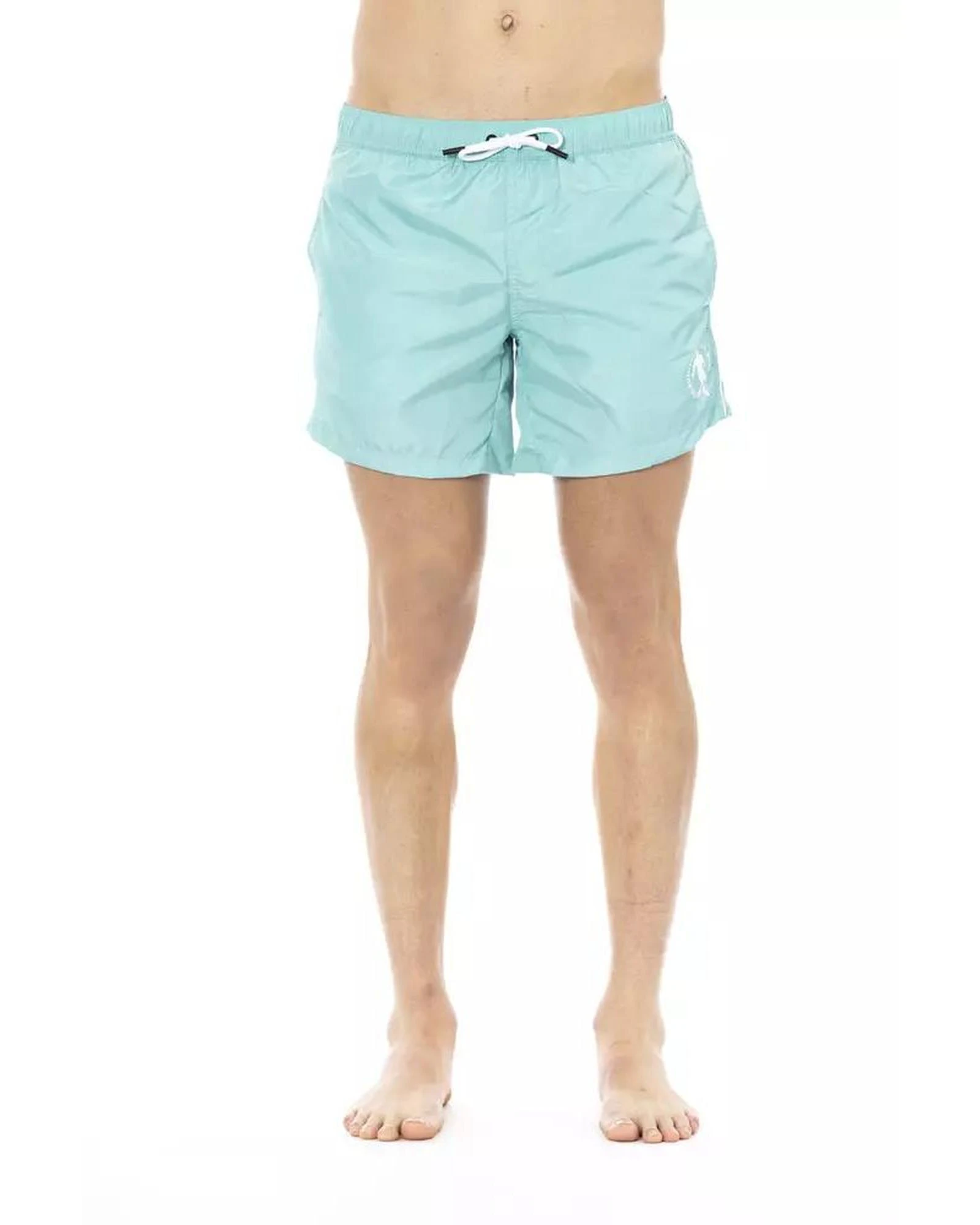 Printed Elastic Waist Swim Shorts with Side Pockets