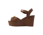 Leather Wedge Sandals with Amore Logo