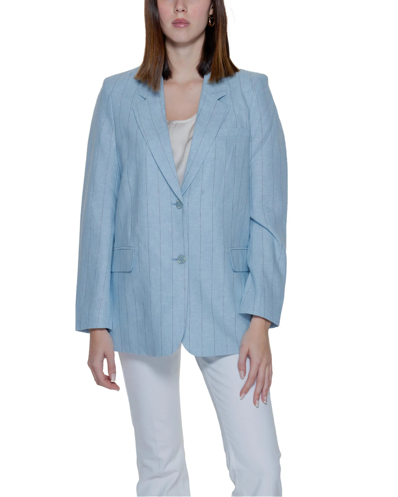 Pinstripe Button Blazer