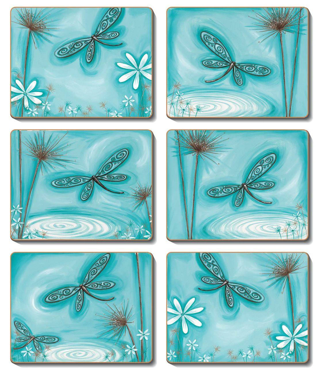 Cinnamon | Blue Dragonfly Dreams Coasters Set of 6