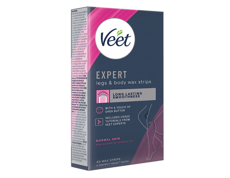 Veet Expert Legs & Body Wax Strips for Normal Skin 40pk