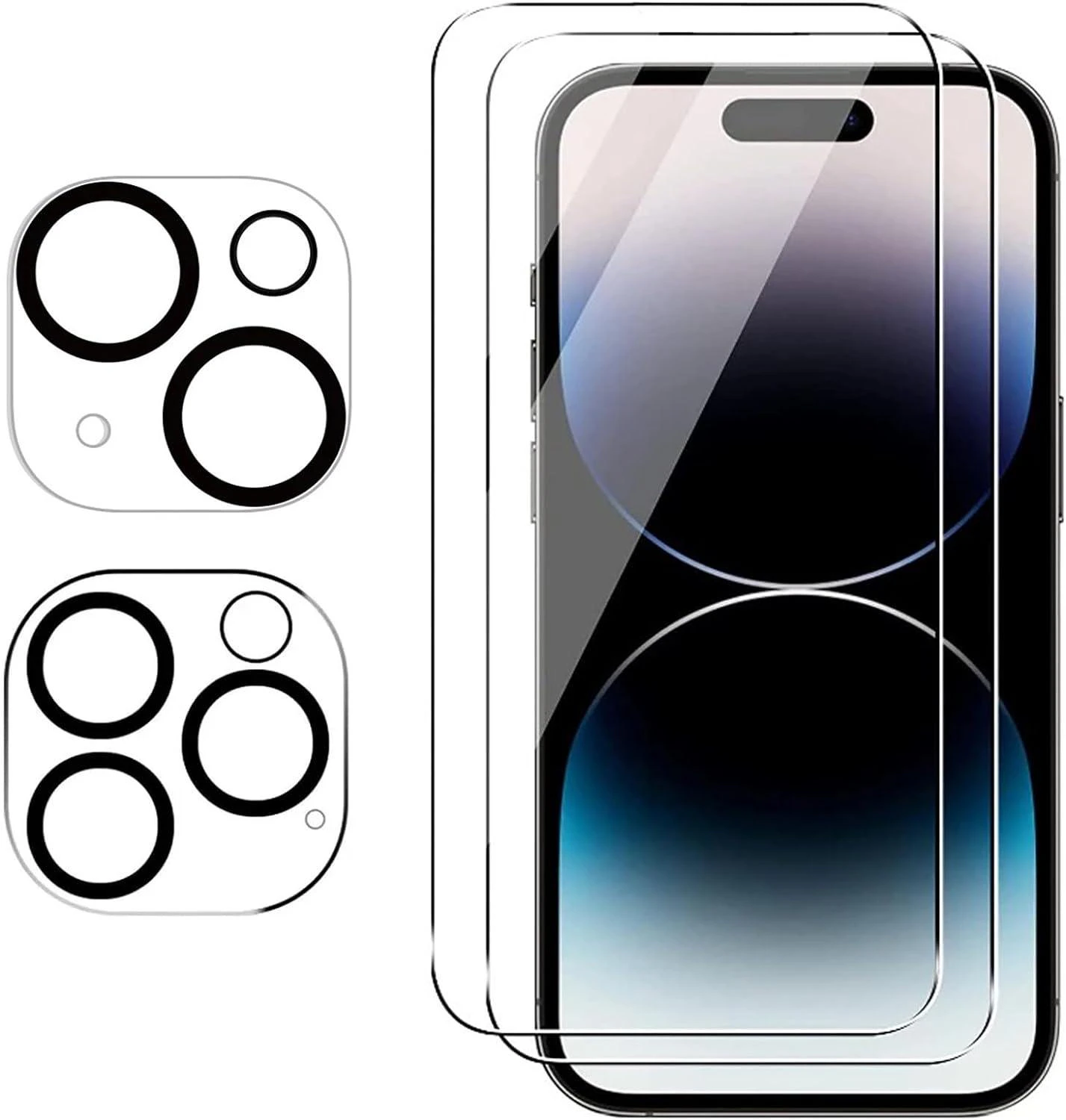 [2+2] 2Pack Tempered Glass Screen Protector for iPhone 15 Pro [6.1 inch] & 2Pack Camera Lens Protector for Apple iPhone-[for iPhone 15 Pro]