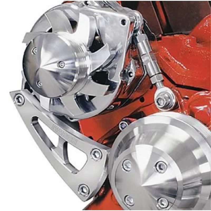 March Performance "Ultra" Alternator Bracket Clear Powder Coated Suit SB Chev V8