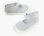 Walnut Melbourne Girls' Mary Jane Canvas Shoes - Metallic Silver