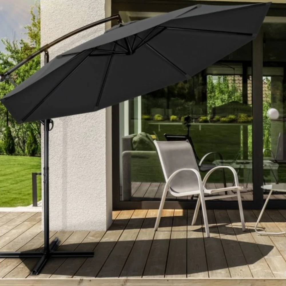 Oasis Outdoor Umbrella 3.5m Cantilever Garden Parasol Aluminium Stand Grey